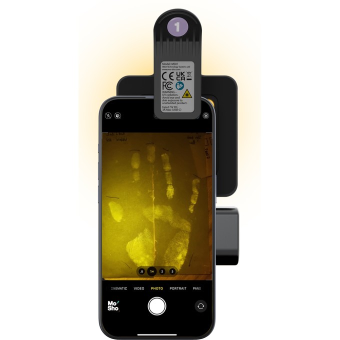 Trusa criminalistica cercetare la fata locului - sistem de lumini si filtre pentru spartfon - Mo-Sho